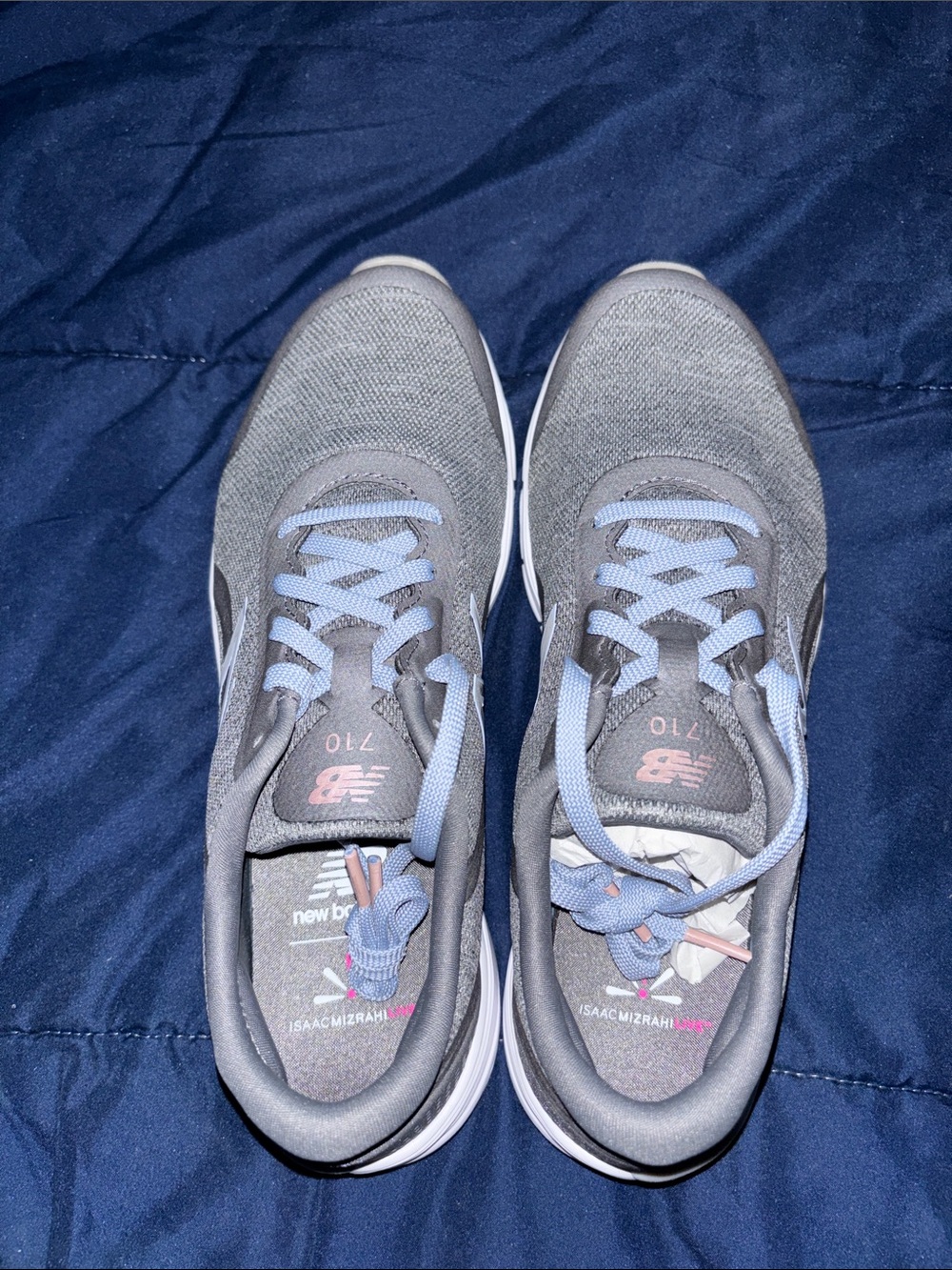 New Balance Gray and Light Blue Athletic Sneakers
